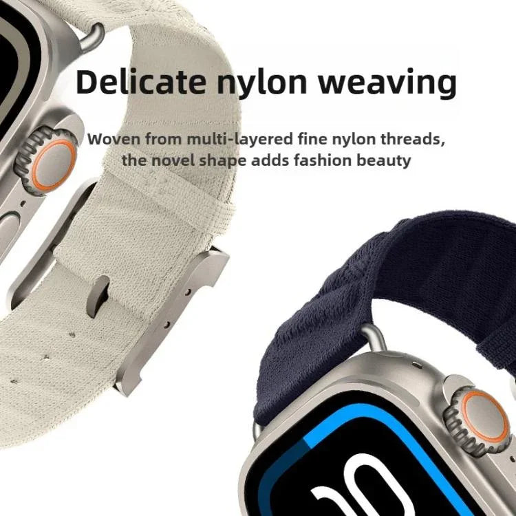 Pulseira de Relógio em Nylon Sarja Estilo H, para Apple Watch 46mm / 49mm / 45mm / 44mm, para Apple Watch 42mm / 41mm / 40mm / 38mm