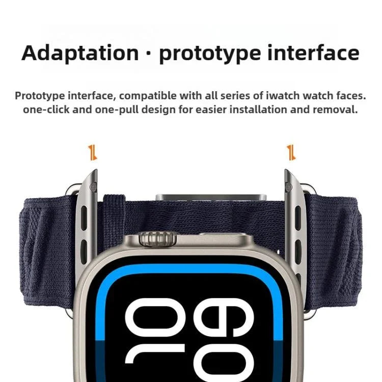 Pulseira de Relógio em Nylon Sarja Estilo H, para Apple Watch 46mm / 49mm / 45mm / 44mm, para Apple Watch 42mm / 41mm / 40mm / 38mm