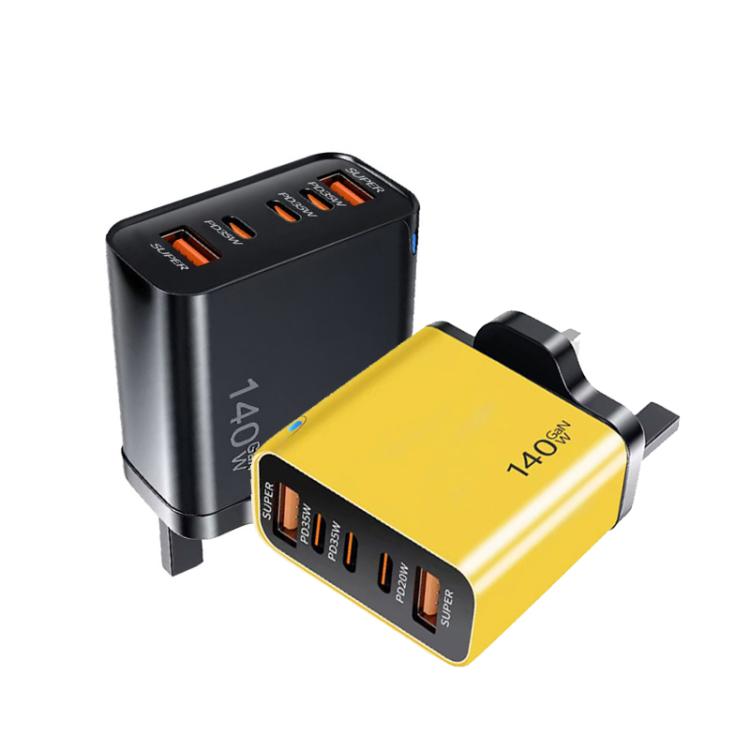 Carregador Multiporta TE-PD43 Type-C x 3, USB-A x 2 para Telemóveis / Tablets, Ficha UK, Ficha UK