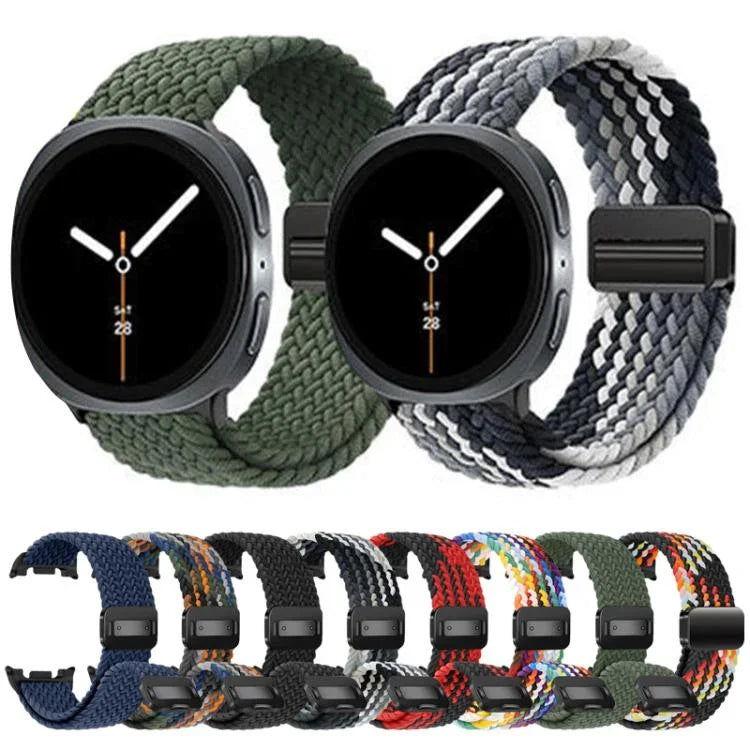 Correia de relógio trançada em nylon elástico com fecho magnético, Para Samsung Galaxy Watch8 / Watch8 Classic