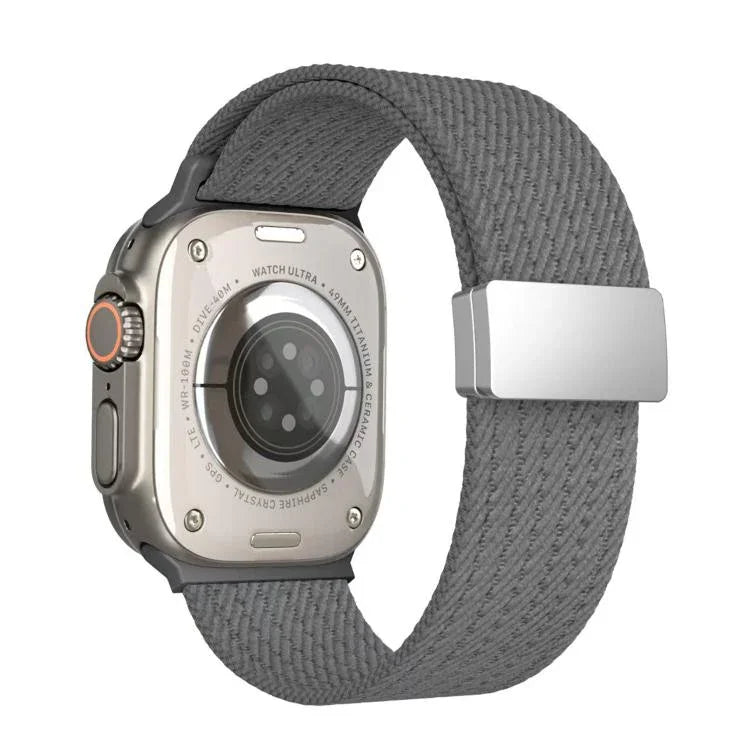 Pulseira de Relógio em Nylon Elástico de Quatro Fios com Fecho Magnético de Cor Única, para Apple Watch 46mm / 49mm / 45mm / 44mm, para Apple Watch 42mm / 41mm / 40mm / 38mm
