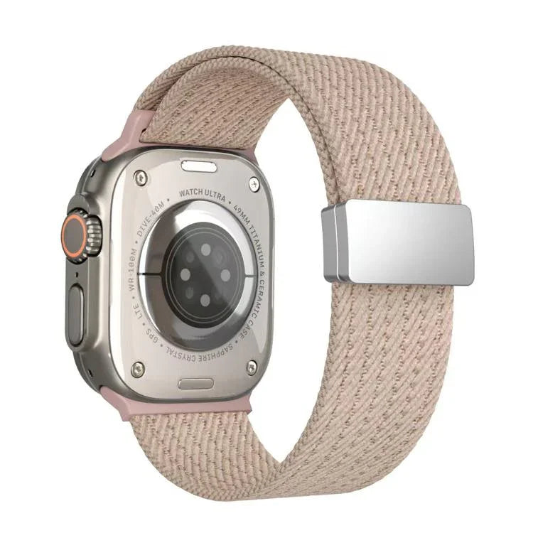 Pulseira de Relógio em Nylon Elástico de Quatro Fios com Fecho Magnético de Cor Única, para Apple Watch 46mm / 49mm / 45mm / 44mm, para Apple Watch 42mm / 41mm / 40mm / 38mm