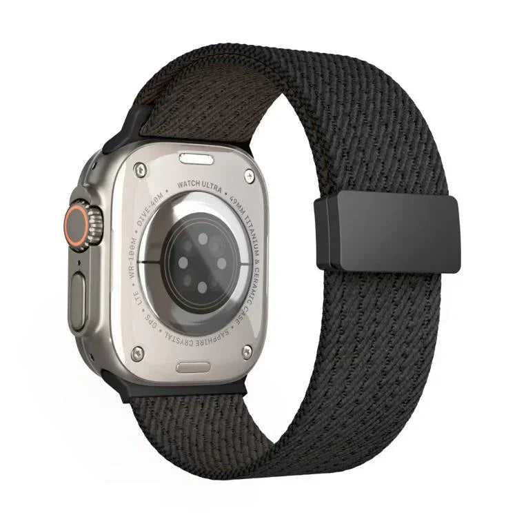 Pulseira de Relógio em Nylon Elástico de Quatro Fios com Fecho Magnético de Cor Única, para Apple Watch 46mm / 49mm / 45mm / 44mm, para Apple Watch 42mm / 41mm / 40mm / 38mm