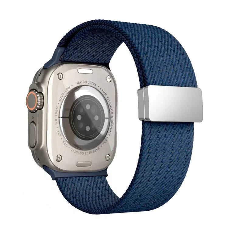 Pulseira de Relógio em Nylon Elástico de Quatro Fios com Fecho Magnético de Cor Única, para Apple Watch 46mm / 49mm / 45mm / 44mm, para Apple Watch 42mm / 41mm / 40mm / 38mm
