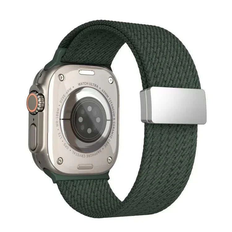 Pulseira de Relógio em Nylon Elástico de Quatro Fios com Fecho Magnético de Cor Única, para Apple Watch 46mm / 49mm / 45mm / 44mm, para Apple Watch 42mm / 41mm / 40mm / 38mm