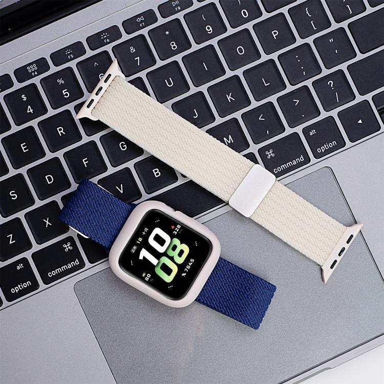Pulseira de Relógio em Nylon Elástico de Quatro Fios com Fecho Magnético de Cor Única, para Apple Watch 46mm / 49mm / 45mm / 44mm, para Apple Watch 42mm / 41mm / 40mm / 38mm