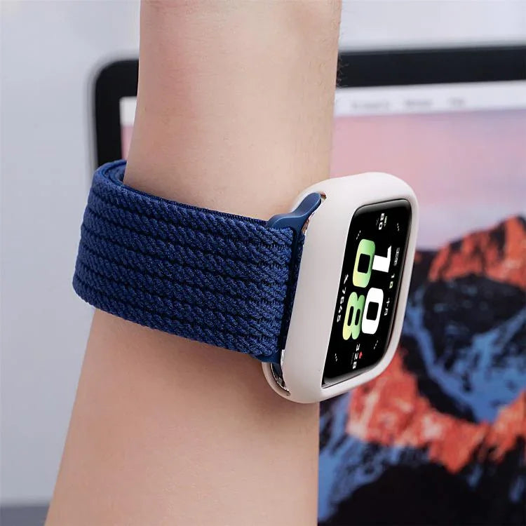 Pulseira de Relógio em Nylon Elástico de Quatro Fios com Fecho Magnético de Cor Única, para Apple Watch 46mm / 49mm / 45mm / 44mm, para Apple Watch 42mm / 41mm / 40mm / 38mm