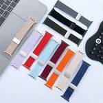 Pulseira de Relógio em Nylon Elástico de Quatro Fios com Fecho Magnético de Cor Única, para Apple Watch 46mm / 49mm / 45mm / 44mm, para Apple Watch 42mm / 41mm / 40mm / 38mm