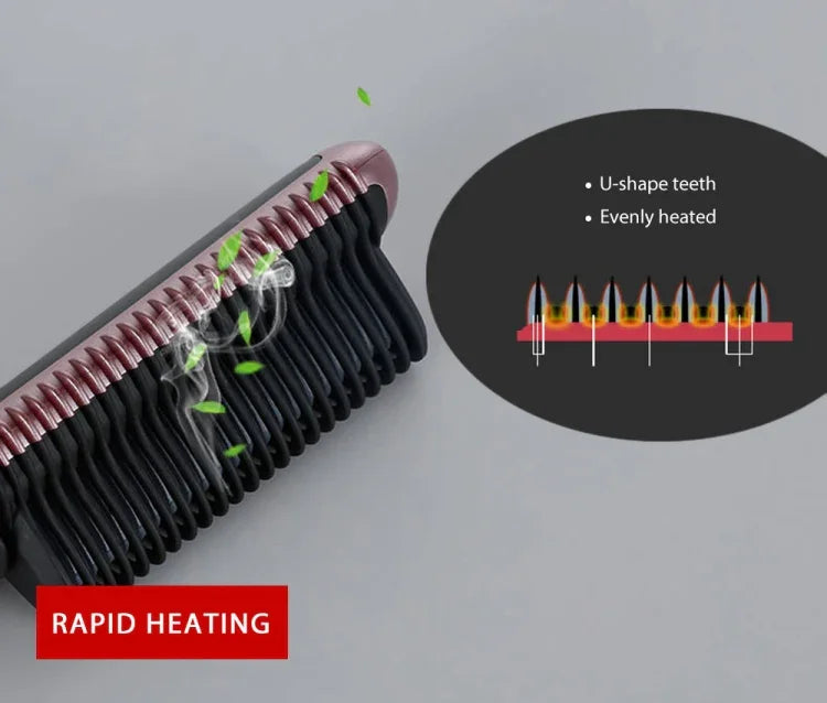 Alisador Elétrico de Cabelo Cerâmico K-SKIN KD388A, Pentes com Aquecimento PTC, Cuidados Capilares, Pente Estilizador com Massajador Automático
