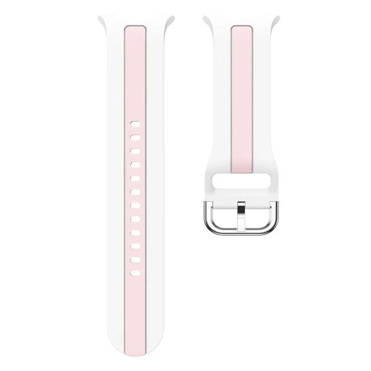 Silver Buckle Vertical Stripe Two Color Silicone Watch Band, For Samsung Galaxy Watch8 / Watch8 Classic