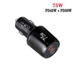 Carregador de Carro de Carregamento Rápido de Dupla Porta TE-P66 75W Tipo-C x 2 PD45W, TE-P66