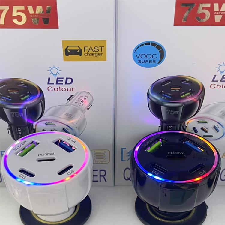 Carregador de Carro Multi Porta TE-P51 75W USB-C x 3 + USB x 2, TE-P51