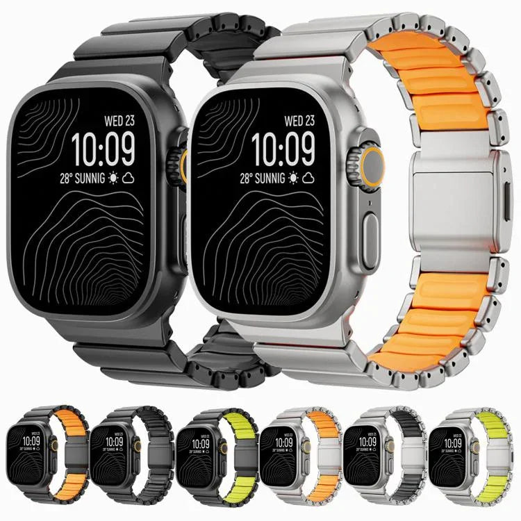 Bracelete de Relógio em Metal de Titânio com Fecho Magnético Norman, Para Apple Watch 46mm / 49mm / 45mm / 44mm