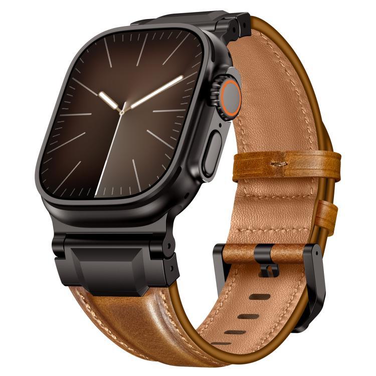 Bracelete de Relógio em Pele Estilo Armadura, Para Apple Watch 46mm / 49mm / 45mm / 44mm