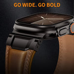 Bracelete de Relógio em Pele Estilo Armadura, Para Apple Watch 46mm / 49mm / 45mm / 44mm