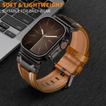 Bracelete de Relógio em Pele Estilo Armadura, Para Apple Watch 46mm / 49mm / 45mm / 44mm