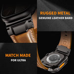 Bracelete de Relógio em Pele Estilo Armadura, Para Apple Watch 46mm / 49mm / 45mm / 44mm