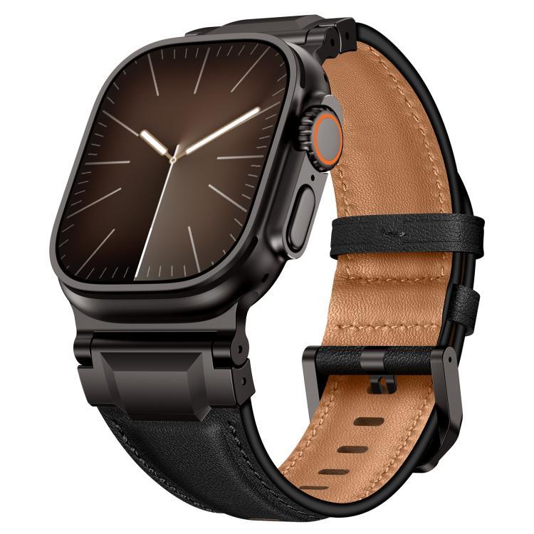 Bracelete de Relógio em Pele Estilo Armadura, Para Apple Watch 46mm / 49mm / 45mm / 44mm