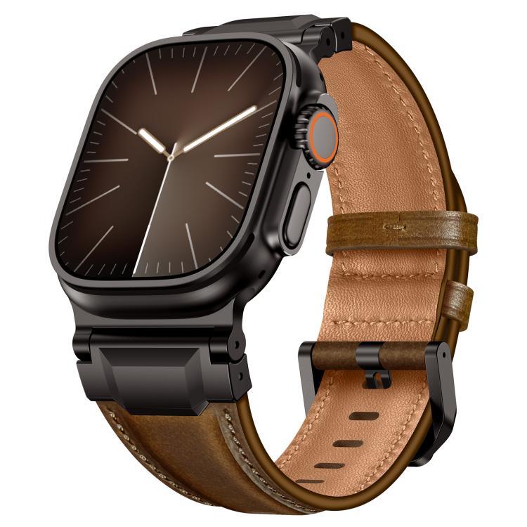 Bracelete de Relógio em Pele Estilo Armadura, Para Apple Watch 46mm / 49mm / 45mm / 44mm