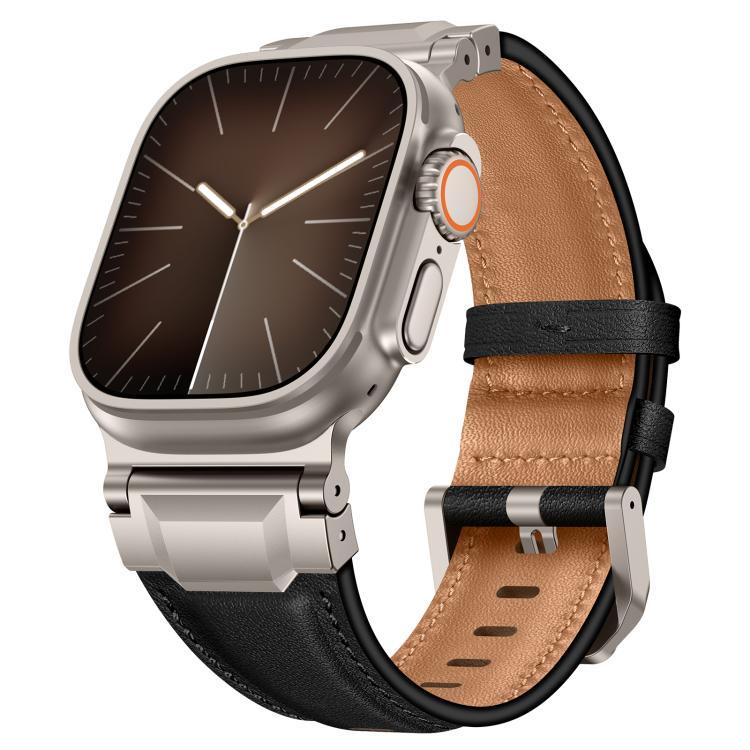 Bracelete de Relógio em Pele Estilo Armadura, Para Apple Watch 46mm / 49mm / 45mm / 44mm
