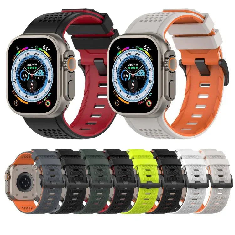 Bracelete de Relógio em Silicone Respirável com Padrão de Quadrados, Para Apple Watch 46mm / 49mm / 45mm / 44mm