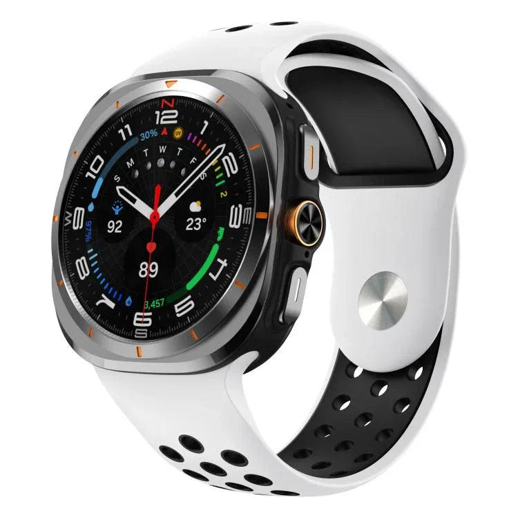 Two Color Round Holes Reverse Buckle Silicone Watch Band, For Samsung Galaxy Watch Ultra 47mm / Ultra 2025