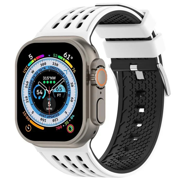 Bracelete de Relógio em Silicone Respirável Bicolor com Furos Verticais, Para Apple Watch 46mm/ 49mm / 45mm / 44mm