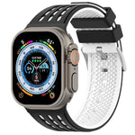 Bracelete de Relógio em Silicone Respirável Bicolor com Furos Verticais, Para Apple Watch 46mm/ 49mm / 45mm / 44mm