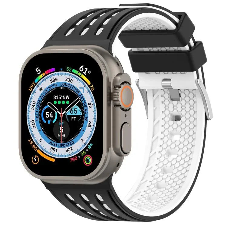 Bracelete de Relógio em Silicone Respirável Bicolor com Furos Verticais, Para Apple Watch 46mm/ 49mm / 45mm / 44mm