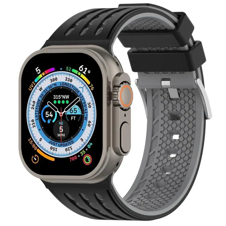 Bracelete de Relógio em Silicone Respirável Bicolor com Furos Verticais, Para Apple Watch 46mm/ 49mm / 45mm / 44mm