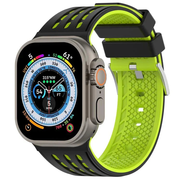 Bracelete de Relógio em Silicone Respirável Bicolor com Furos Verticais, Para Apple Watch 46mm/ 49mm / 45mm / 44mm