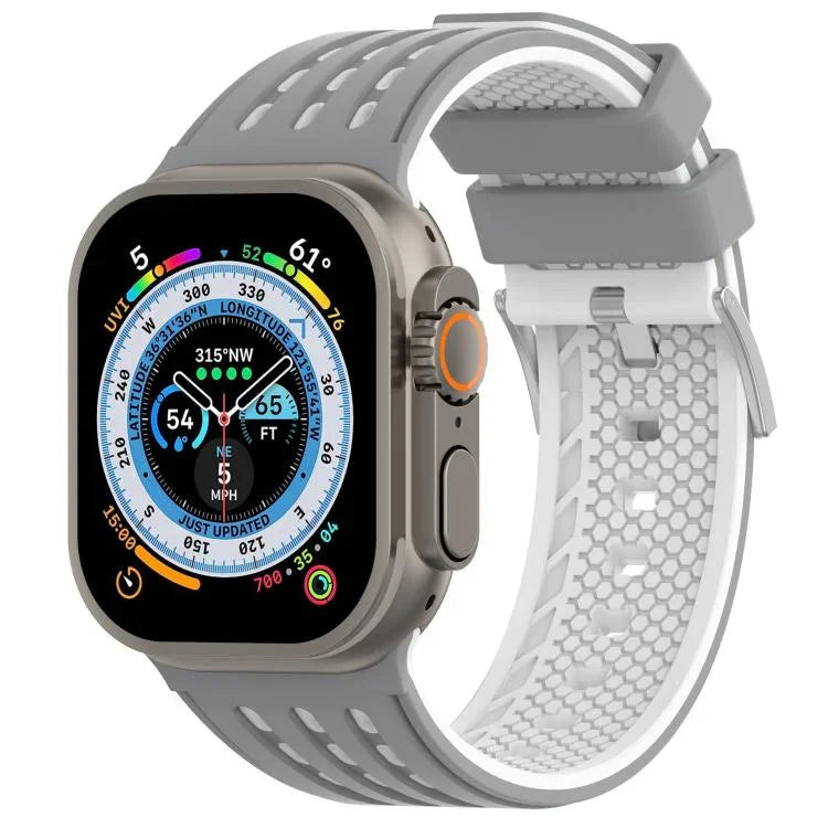 Bracelete de Relógio em Silicone Respirável Bicolor com Furos Verticais, Para Apple Watch 46mm/ 49mm / 45mm / 44mm