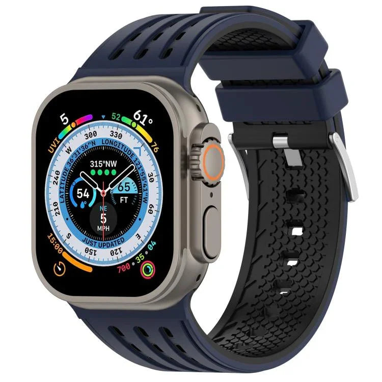 Bracelete de Relógio em Silicone Respirável Bicolor com Furos Verticais, Para Apple Watch 46mm/ 49mm / 45mm / 44mm