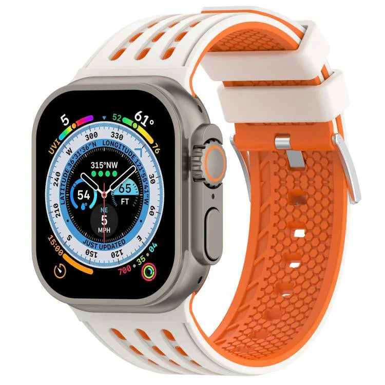 Bracelete de Relógio em Silicone Respirável Bicolor com Furos Verticais, Para Apple Watch 46mm/ 49mm / 45mm / 44mm