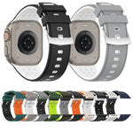 Bracelete de Relógio em Silicone Respirável Bicolor com Furos Verticais, Para Apple Watch 46mm/ 49mm / 45mm / 44mm