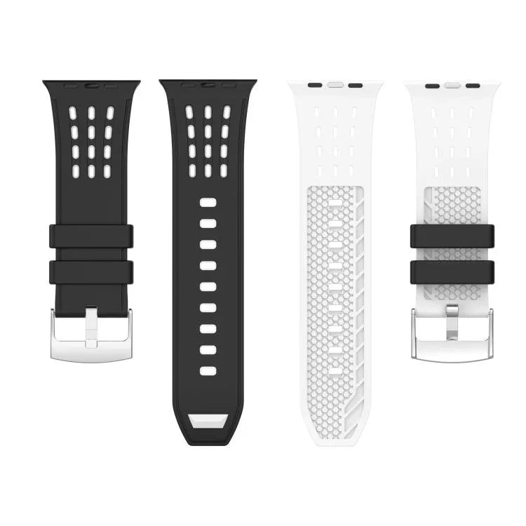 Bracelete de Relógio em Silicone Respirável Bicolor com Furos Verticais, Para Apple Watch 46mm/ 49mm / 45mm / 44mm