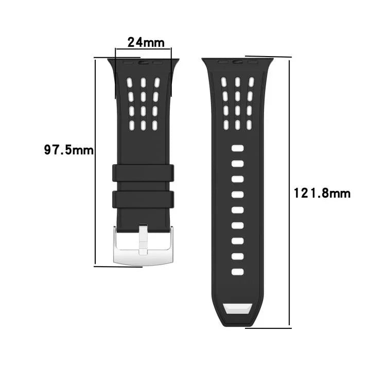 Bracelete de Relógio em Silicone Respirável Bicolor com Furos Verticais, Para Apple Watch 46mm/ 49mm / 45mm / 44mm