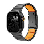 Bracelete de Relógio em Silicone com Metal de Titânio Bicolor e Fecho Turtle, Para Apple Watch 46mm/ 49mm / 45mm / 44mm