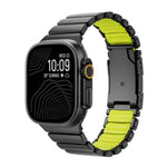 Bracelete de Relógio em Silicone com Metal de Titânio Bicolor e Fecho Turtle, Para Apple Watch 46mm/ 49mm / 45mm / 44mm