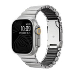 Bracelete de Relógio em Silicone com Metal de Titânio Bicolor e Fecho Turtle, Para Apple Watch 46mm/ 49mm / 45mm / 44mm