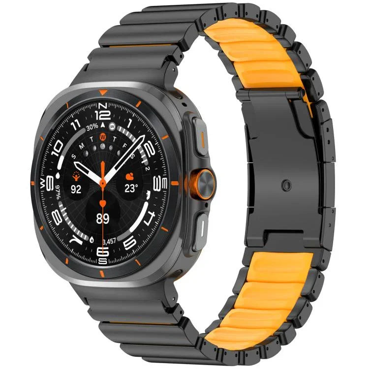 Correia de Relógio de Silicone Metálica de Titânio Bicolor com Fivela Turtle, Para Samsung Galaxy Watch8 / 8 Classic