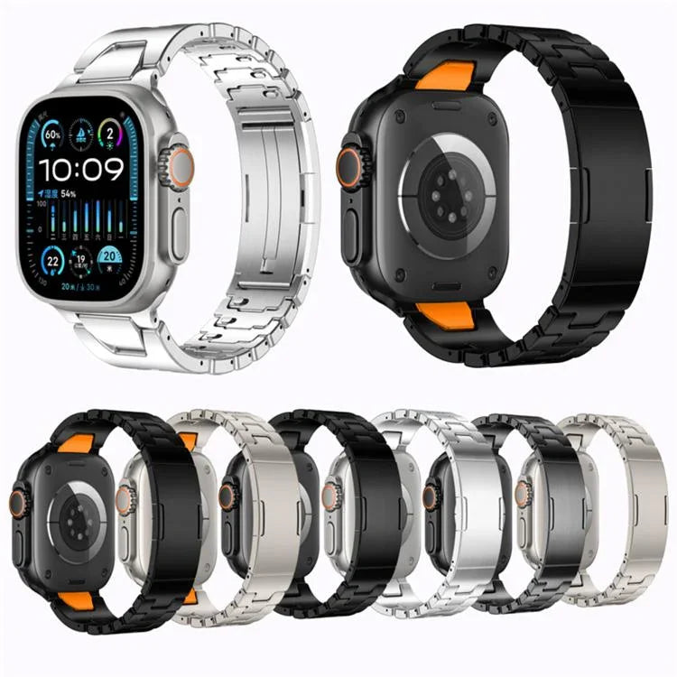 Pulseira de Relógio com Fivela Borboleta de Libertação Rápida Tipo H em Aço Inoxidável, Para Apple Watch 44mm / 45mm / 46mm / 49mm, Para Apple Watch 42mm / 41mm / 40mm / 38mm