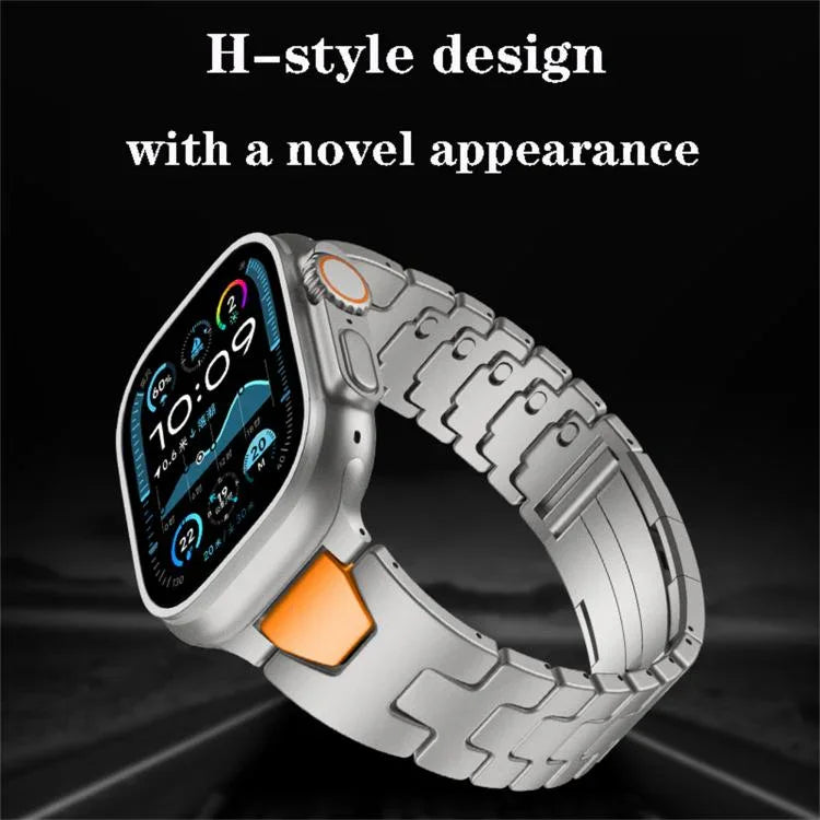 Pulseira de Relógio com Fivela Borboleta de Libertação Rápida Tipo H em Aço Inoxidável, Para Apple Watch 44mm / 45mm / 46mm / 49mm, Para Apple Watch 42mm / 41mm / 40mm / 38mm