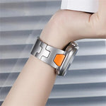 Pulseira de Relógio com Fivela Borboleta de Libertação Rápida Tipo H em Aço Inoxidável, Para Apple Watch 44mm / 45mm / 46mm / 49mm, Para Apple Watch 42mm / 41mm / 40mm / 38mm