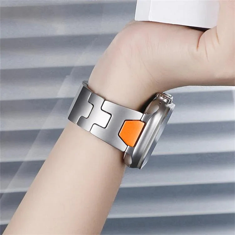 Pulseira de Relógio com Fivela Borboleta de Libertação Rápida Tipo H em Aço Inoxidável, Para Apple Watch 44mm / 45mm / 46mm / 49mm, Para Apple Watch 42mm / 41mm / 40mm / 38mm