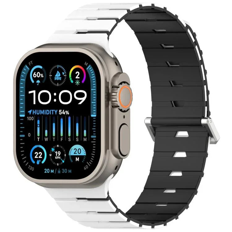 Pulseira de Silicone Bicolor Magnética Estilo Melódica, Para Apple Watch 46mm / 49mm / 45mm / 44mm, Para Apple Watch 42mm / 41mm / 40mm / 38mm