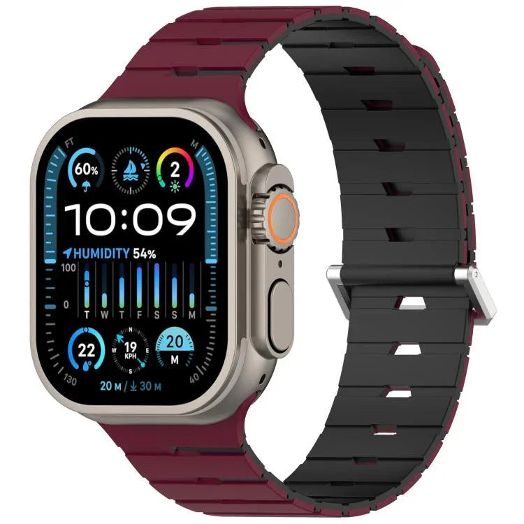 Pulseira de Silicone Bicolor Magnética Estilo Melódica, Para Apple Watch 46mm / 49mm / 45mm / 44mm, Para Apple Watch 42mm / 41mm / 40mm / 38mm