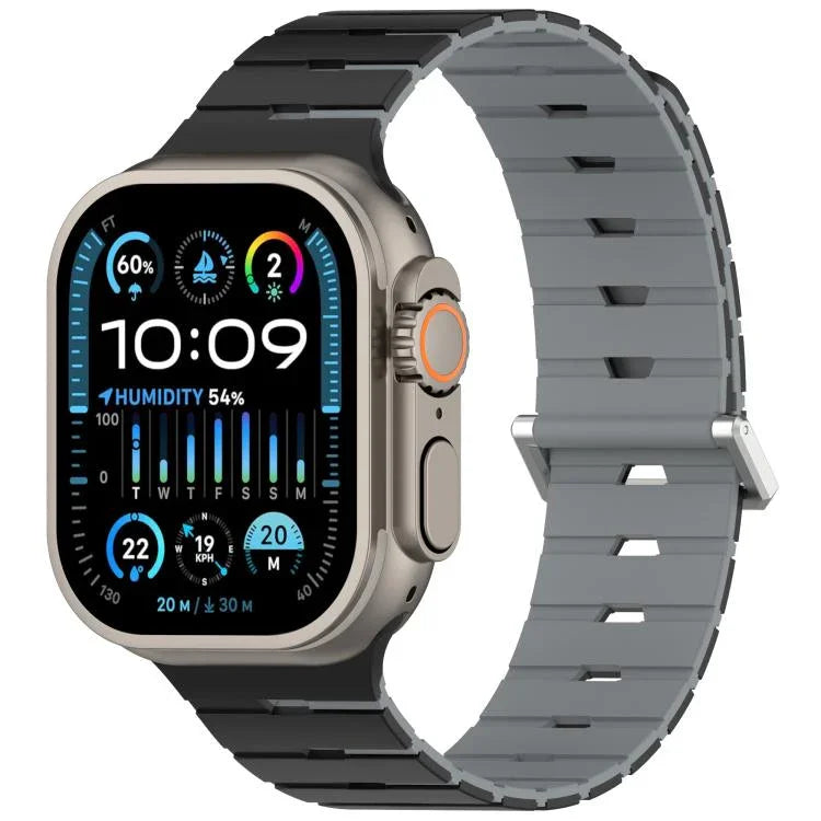 Pulseira de Silicone Bicolor Magnética Estilo Melódica, Para Apple Watch 46mm / 49mm / 45mm / 44mm, Para Apple Watch 42mm / 41mm / 40mm / 38mm