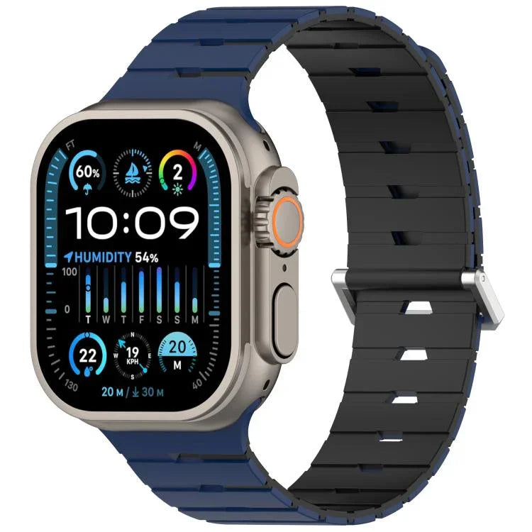 Pulseira de Silicone Bicolor Magnética Estilo Melódica, Para Apple Watch 46mm / 49mm / 45mm / 44mm, Para Apple Watch 42mm / 41mm / 40mm / 38mm