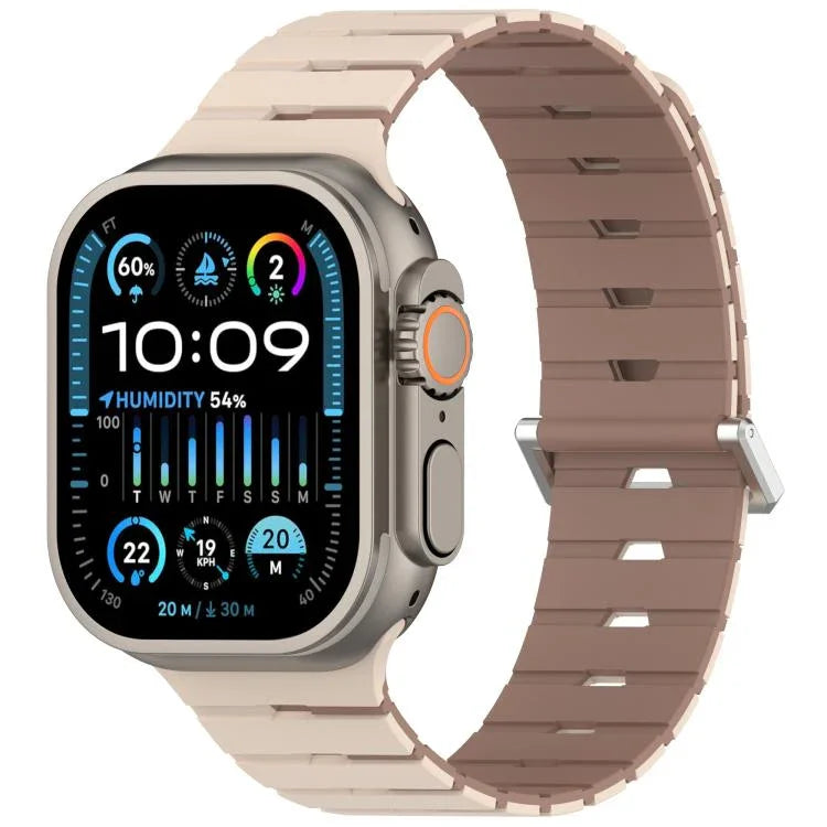 Pulseira de Silicone Bicolor Magnética Estilo Melódica, Para Apple Watch 46mm / 49mm / 45mm / 44mm, Para Apple Watch 42mm / 41mm / 40mm / 38mm